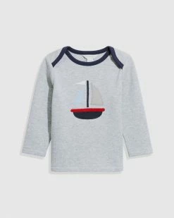 Best deal 🔥 Country Road Organically Grown Cotton Envelope Boat T-shirt Light Grey Marle ❤️