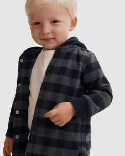 Promo ⭐ Country Road Check Hooded 👕 Shirt Navy 😉