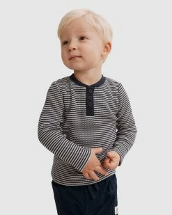 Outlet 👏 Country Road Organically Grown Cotton Stripe Waffle Henley Navy 🔥