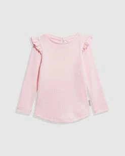 Wholesale ⌛ Country Road Recycled Polyester Soft Frill T-shirt Pale Pink 🔔