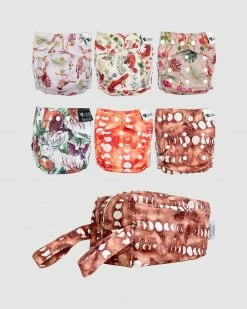Discount 👏 Designer Bums Reusable Cloth Nappy 6 Pack Woodland 🔔