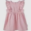 Cheapest ✔️ Designer Kidz Harper S/S Linen Ruffle 👗 Dress RosePink 🎁