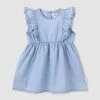 New 🤩 Designer Kidz Harper S/S Ruffle 👗 Dress Sky Blue 😀