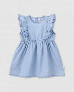New 🤩 Designer Kidz Harper S/S Ruffle 👗 Dress Sky Blue 😀