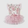 Promo ❤️ Designer Kidz Evelyn Floral S/S Tutu Romper Pink ❤️