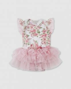 Promo ❤️ Designer Kidz Evelyn Floral S/S Tutu Romper Pink ❤️