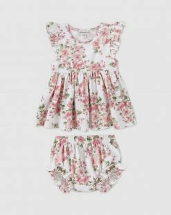 Flash Sale 🤩 Designer Kidz Evelyn Floral 👗 Dress & Bloomer Set Pink ⌛