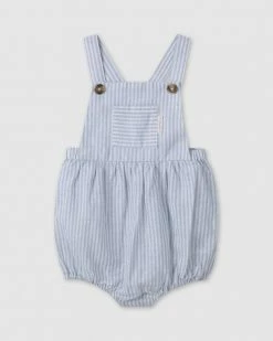 Best deal 😉 Designer Kidz Aspen Linen Button Romper Blue 👍