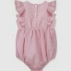 Best deal ✨ Designer Kidz Olivia S/S Linen Ruffle Romper Rose Pink 😍