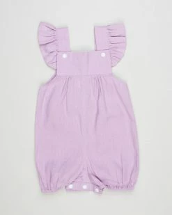 Outlet 😀 Dukes and Duchesses Apparel Short Ruffle Overalls - Babies Lilac ⭐