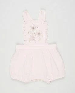 Top 10 🎁 Fox & Finch Starry Embroidered Overalls - Babies Pale Pink 👍