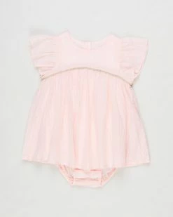 Cheap ❤️ Fox & Finch Starry Lurex Overlay Romper - Babies Pale Pink ✨