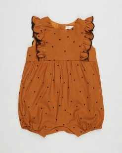 Budget ✨ Fox & Finch Daisy Spot Romper - Babies Caramel 🛒