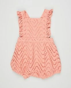 Brand new 🌟 Fox & Finch Galah Broiderie Romper - Babies Coral ❤️