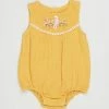 Best Sale 🔥 Fox & Finch Galah Crinkle Romper - Babies Yellow 🎉