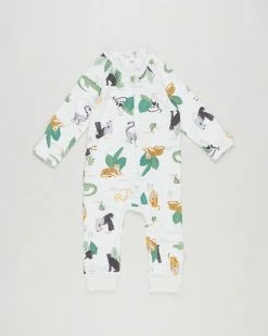 Budget 💯 Fox & Finch Jungle Print LS Zip Romper - Babies ⌛