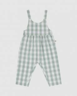 Wholesale ❤️ Goldie + Ace Jamie Check Cotton Overalls - Babies-Kids Sage 🔥