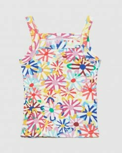 Promo 🎉 Gorman Playground Daisy Chain Baby Rib Tank White ⭐