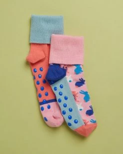 Cheap 👍 Happy 🧦 Socks Bunny Anti Slip 🧦 Socks 2-Pack - Kids Multi 🌟