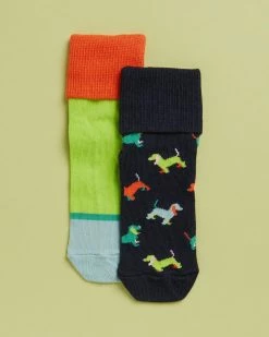Outlet 🤩 Happy 🧦 Socks Puppy Love Anti Slip 🧦 Socks - 2-Pack - Kids Mutli 🧨