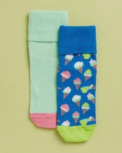 Budget ⌛ Happy 🧦 Socks Ice Cream Anti Slip 🧦 Socks - 2-Pack - Kids Multi 😍