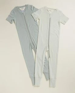 Best Pirce 👍 Hello Night Basics Merino SS Onesie - 2-Pack - Babies Sage & Green 🎉