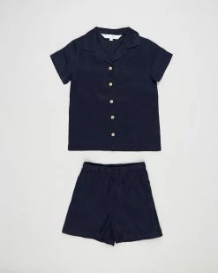 New 💯 Homebodii Linen Children's Pyjama Set Navy ✔️