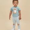 New 🛒 Huxbaby Shiba Stripe Drop Crotch Pants - Babies-Kids Off White & Surf Stripe 🥰