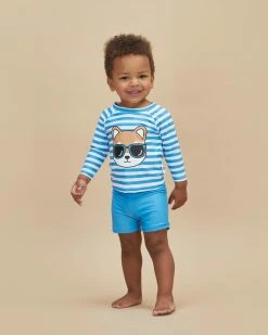 Buy 🔥 Huxbaby Cool Shiba Swim Set - Babies-Kids White & Azure 😉
