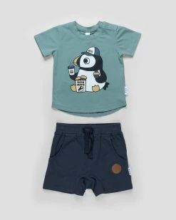 Cheapest 🤩 Huxbaby ICONIC EXCLUSIVE - Puffin Muffin Short Set - Babies-Kids Surf & Ink 😀