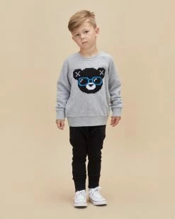 Deals 🥰 Huxbaby Digi Bear Sweatshirt - Babies-Kids Grey Marle 🧨
