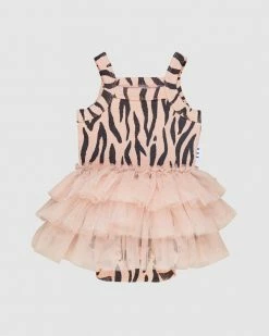 Best Sale ⌛ Huxbaby Tiger Tiered Ballet Onesie - Babies Peach ⌛