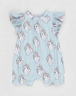 Cheapest ❤️ Huxbaby Fairy Unicorn Frill Bubble Romper - Babies Duck Egg 😍