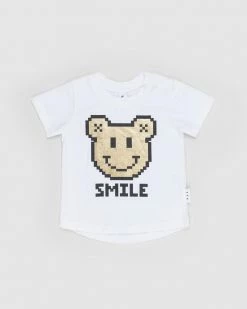 Budget 👍 Huxbaby Gold Digi Smile T-Shirt - Babies-Kids White 😍