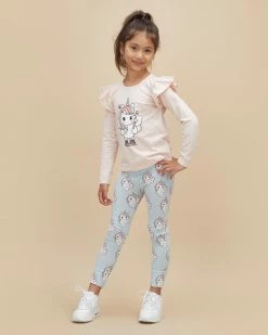 Best Pirce ⭐ Huxbaby Fairy Unicorn Leggings - Babies-Kids Duck Egg 🔥