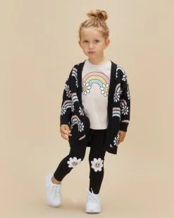 Brand new 🥰 Huxbaby Daisy Rainbow Knit Cardi - Babies-Kids Black 🤩