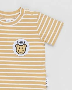Discount 🎉 Huxbaby Digi Smile Stripe T-Shirt - Babies-Kids White & Golden Stripe 🎁 -Baby Online store http3A2F2Fstatic.theiconic.com .au2Fp2Fhuxbaby 9950 2147331 3