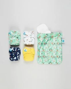 Cheapest ⭐ Itti bitti Bare Essentials One Size Fits Most Reusable Cloth Nappy & Double Pocket Wetbag 4-Pack Lucky 😀