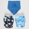 Best Sale ❤️ Itti bitti 2 x Bare Essentials One Size Fits Most Reusable Cloth Nappy + Bandana Bib Space 🎁
