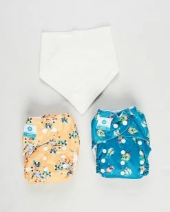 Deals ✨ Itti bitti 2 x Bare Essentials One Size Fits Most Reusable Cloth Nappy + Bandana Bib Jeffery Critter 😉