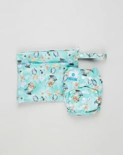 Deals ✨ Itti bitti Bare Essentials One Size Fits Most Reusable Cloth Nappy & Wetbag Lucky ⌛