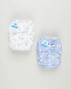 Promo 💯 Itti bitti Bare Essentials One Size Fits Most Reusable Cloth Nappy & Wetbag 2-Pack Love Bird Kitties 🎉