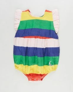 Budget 🎁 Kip&Co Rainbows End Linen Frill Romper - Babies 👍