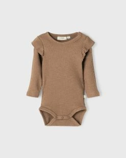 Buy 💯 Lil’ Atelier Raja Long Sleeve Bodysuit - Babies Woodsmoke ⌛