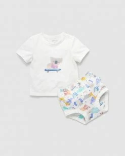 Best deal ⌛ Little Green & Co Jersey Tee & Nappy Cover Set - Babies Animal Pals ❤️