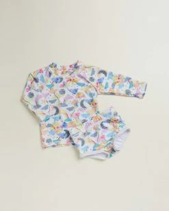 Best Sale 🎉 Little Green & Co LS Rash Vest & Nappy Cover Set - Babies Sunshine Friends 🥰