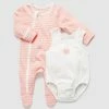Brand new 🛒 Little Green & Co Zip Onesie & Sleeveless Bodysuit Value Pack - Babies Sorbet 🔔