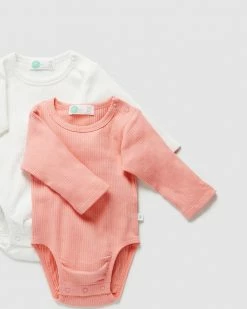 Deals ✨ Little Green & Co 2-Pack Rib Jersey Long Sleeve Bodysuit - Babies Peach & Milk 💯 -Baby Online store http3A2F2Fstatic.theiconic.com .au2Fp2Flittle green and co 6716 2079911 3