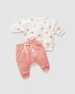 Discount ❤️ Little Green & Co Track Top & Track Pants Set - Babies Peach Peach 👏