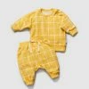 Cheap 👍 Little Green & Co Terry Towelling Track Top & Pants Set - Babies Mellow Check AOP 👍